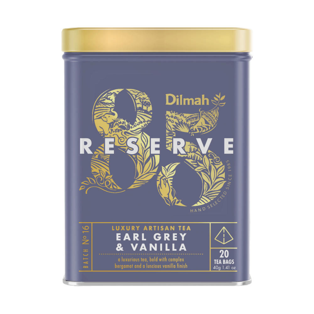 85 Reserve Earl Grey & Vanilla Ceylon Black Tea Tin Caddy-20 Luxury Leaf Tea Bags