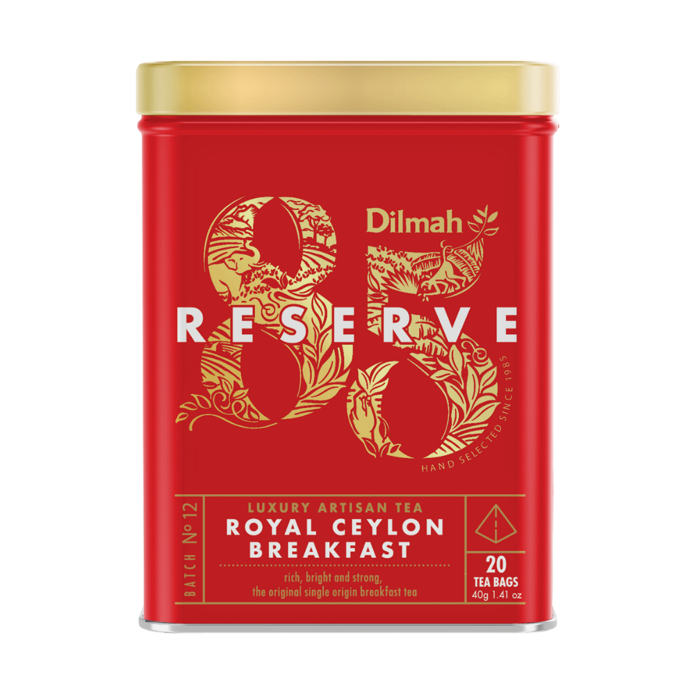 85 Reserve Royal Ceylon Breakfast Black Tea Tin Caddy-20 Luxury Leaf Tea Bags