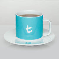 t-Series Sky Blue Porcelain Mug & Saucer – 250ml Tea Cup