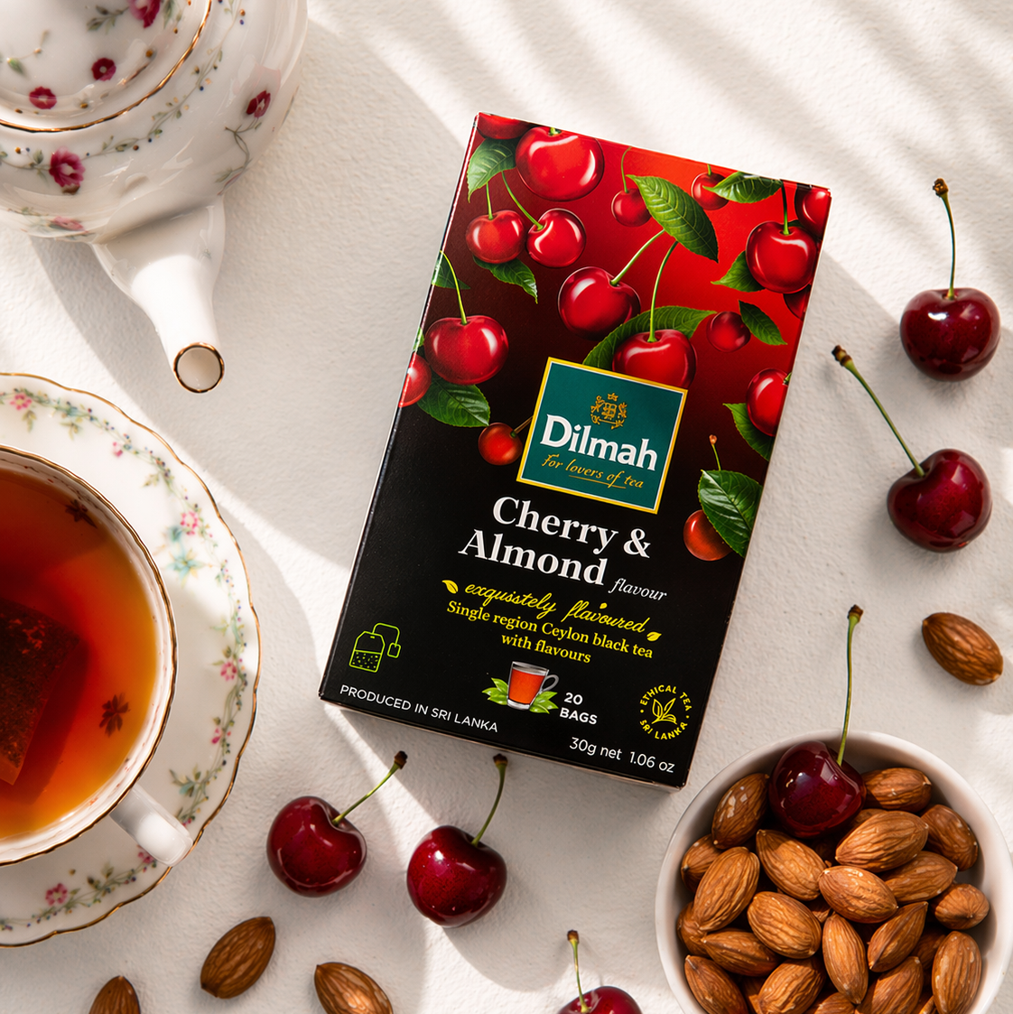 EFT Cherry & Almond Ceylon Black Tea - 20 Tea Bags with Tag