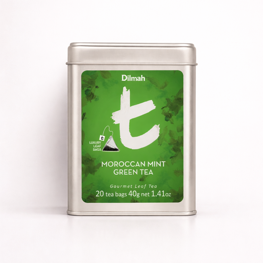 t-Series Moroccan Mint Green Tea Tin Caddy-20 Luxury leaf Tea Bags