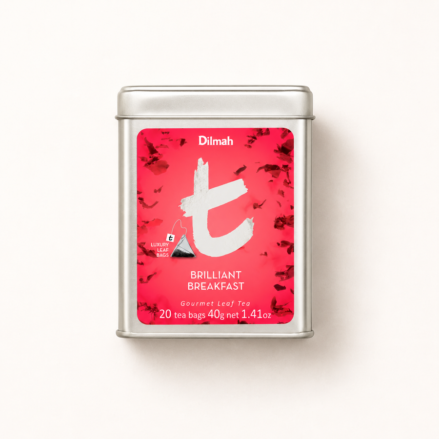 t-Series Brilliant Breakfast Ceylon Black Tea Tin Caddy-20 Luxury Leaf Tea Bags