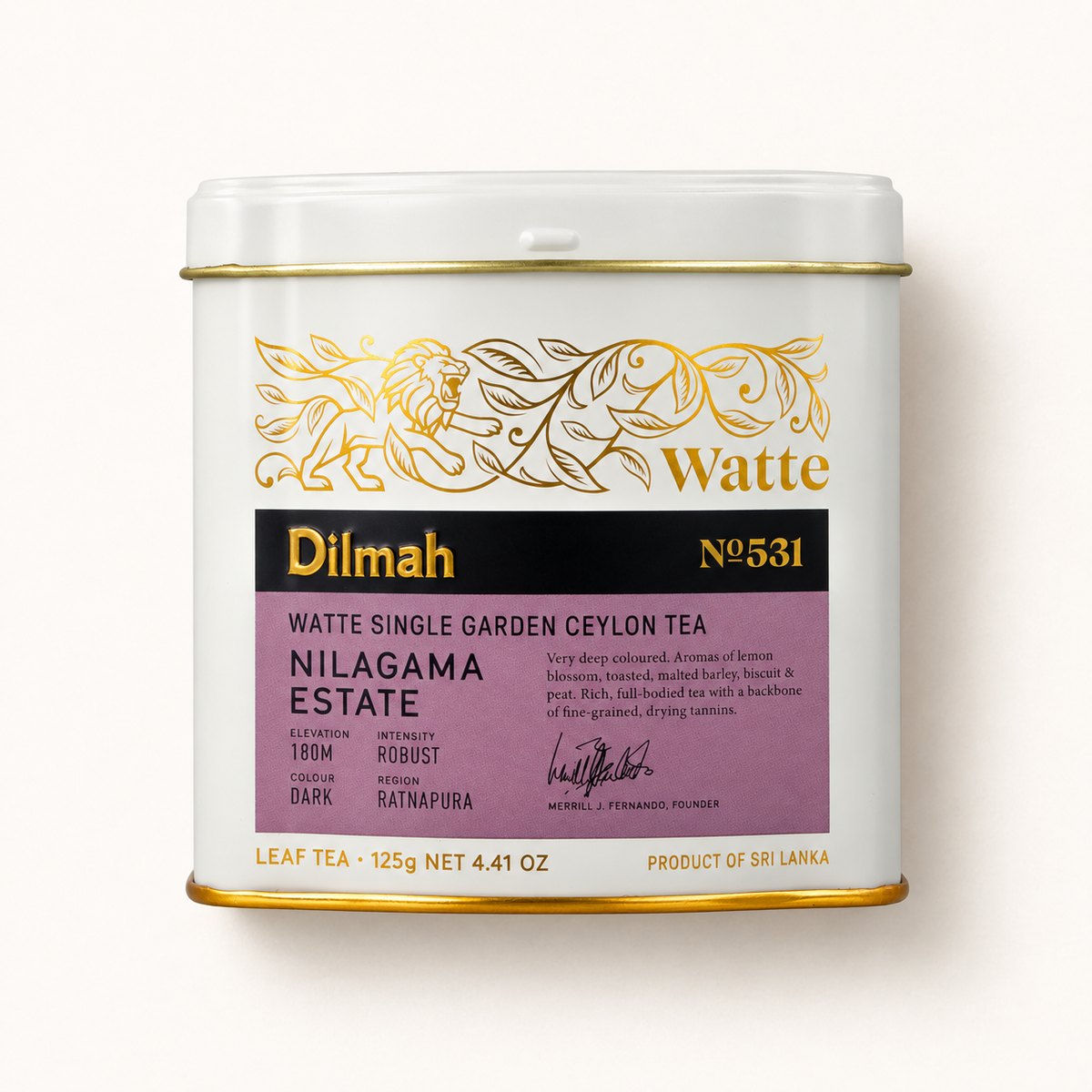 Dilmah Nilagama Estate Watte Ceylon Black Tea Tin Caddy 125g Loose Leaf, Single Garden, Full-Bodied