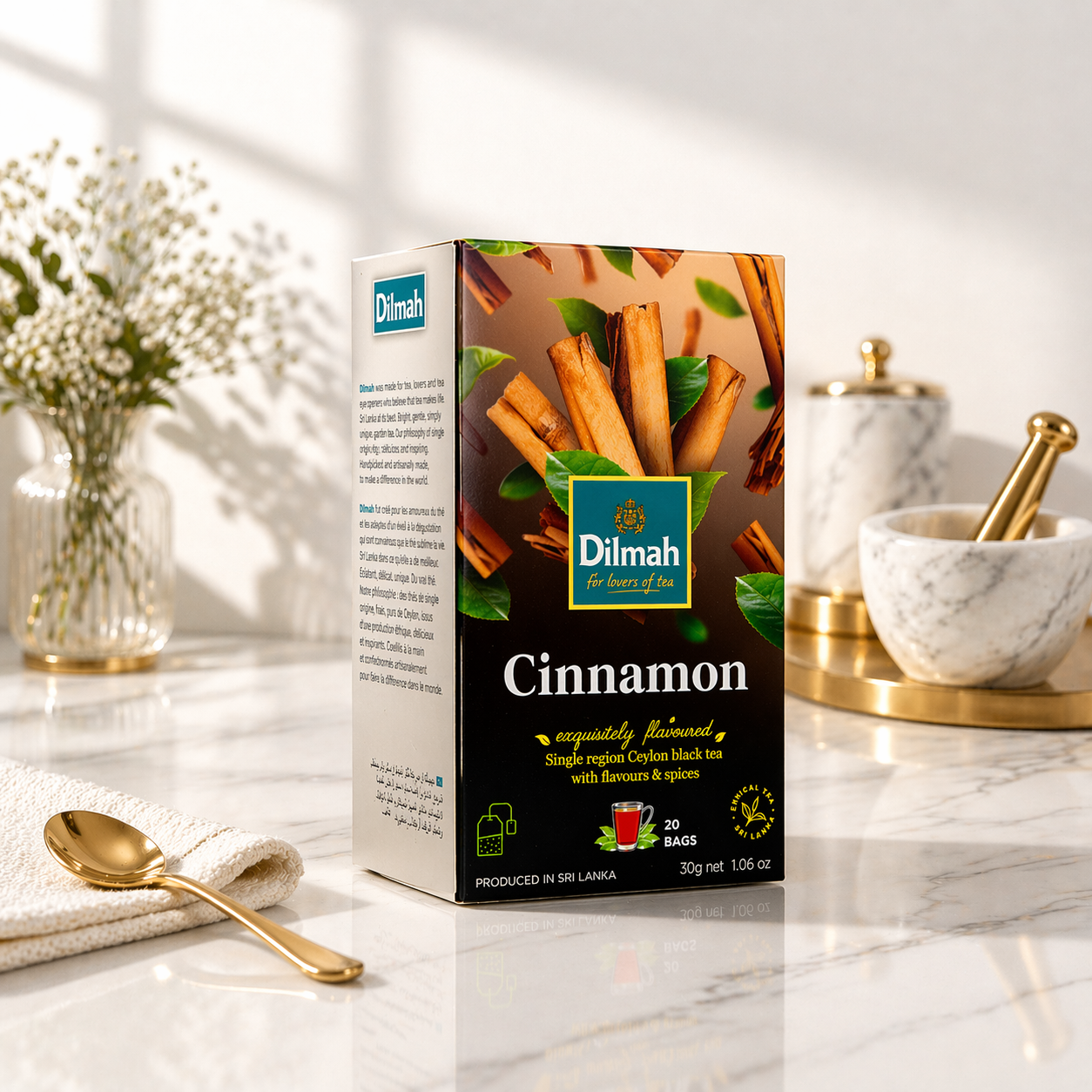 EFT Cinnamon Ceylon Black Tea - 20 Tea Bags with Tag