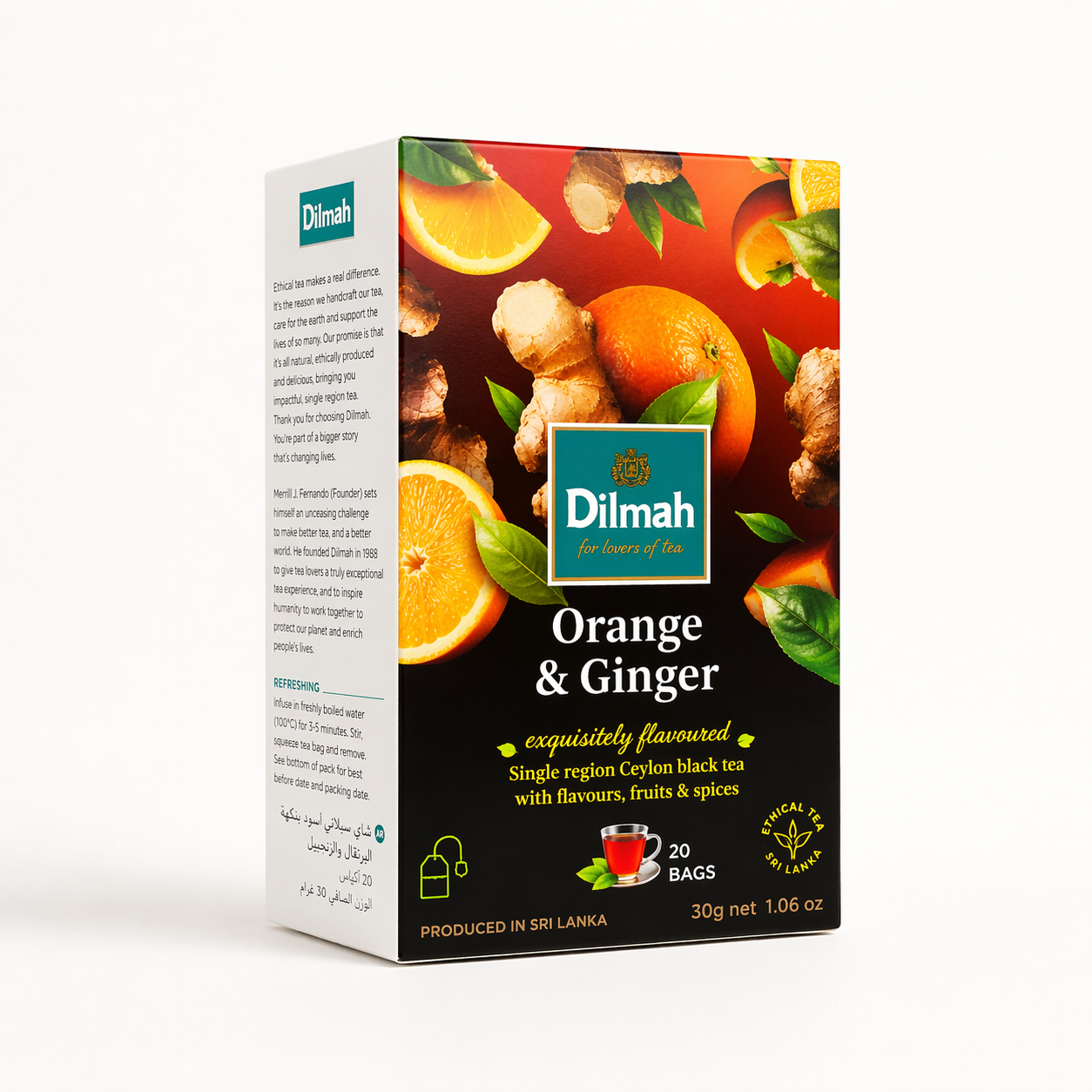 EFT Orange & Ginger Ceylon Black Tea - 20 Tea Bags with Tag