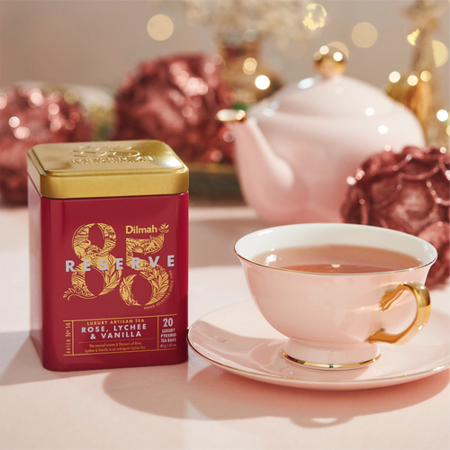 85 Reserve Rose, Lychee and Vanilla Ceylon Black Tea Tin Caddy-20 Luxury Leaf Tea Bags