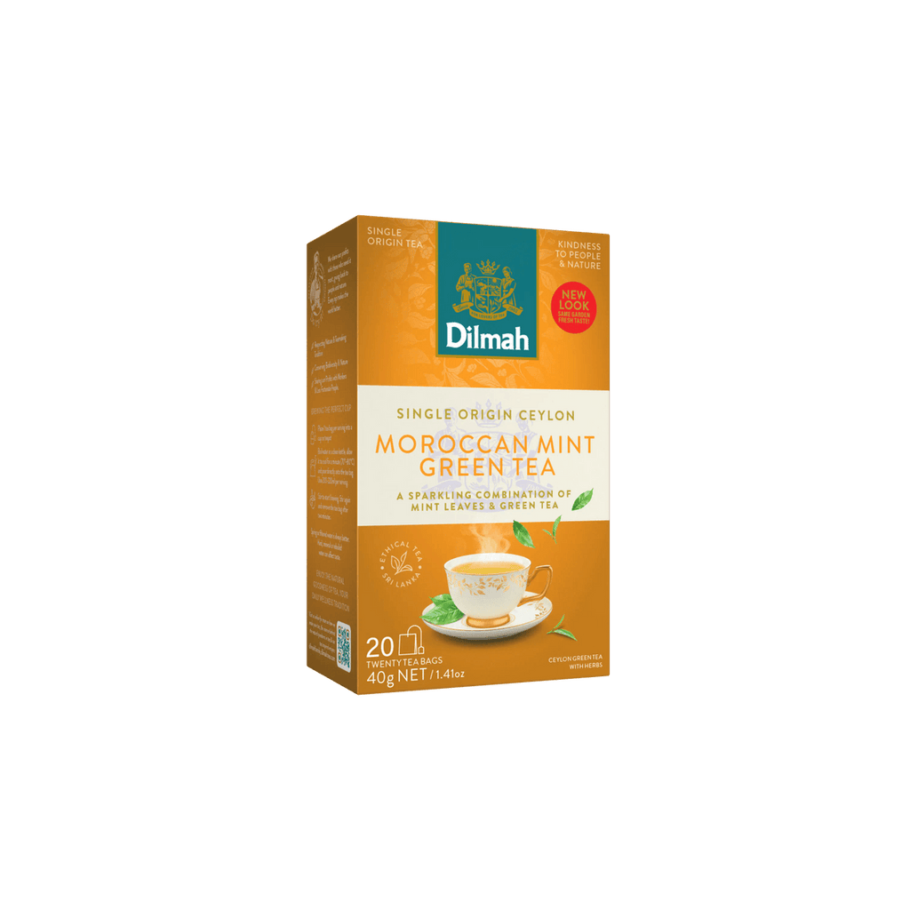 Dilmah Moroccan Mint Green Tea box on a white background