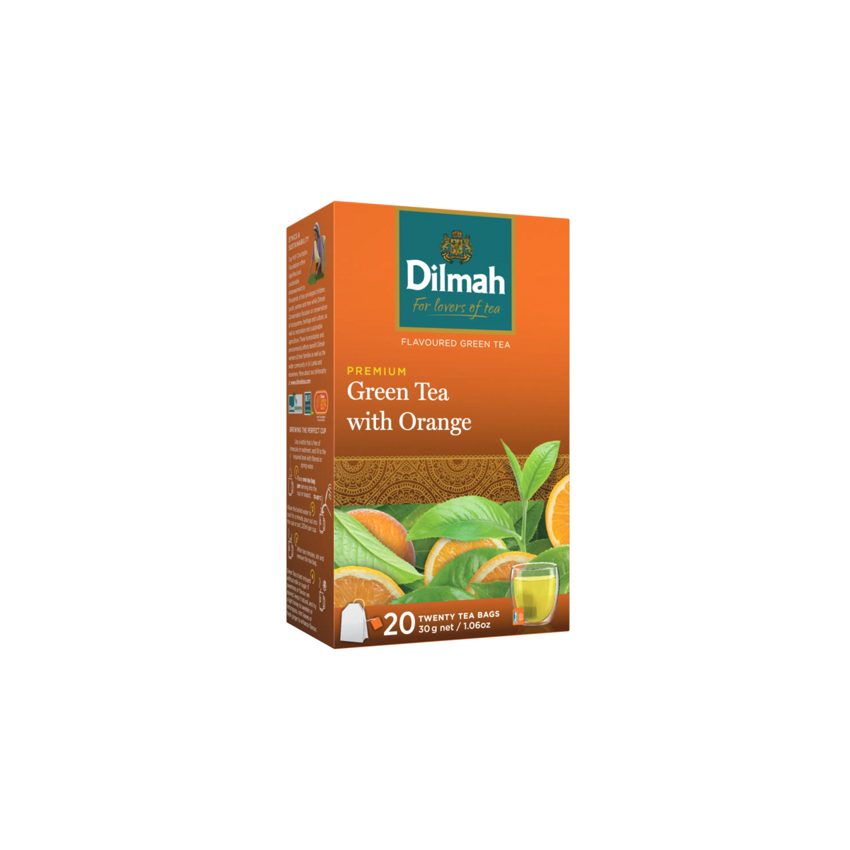 Premium Green Tea With Orange-20 Tea Bags with Tag
