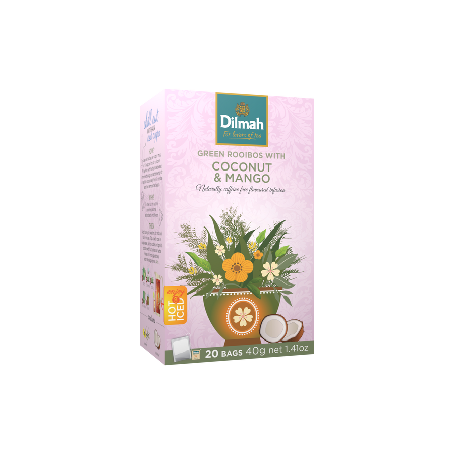 Green Rooibos Coconut & Mango Infusion-20 Tea Bags with Tag