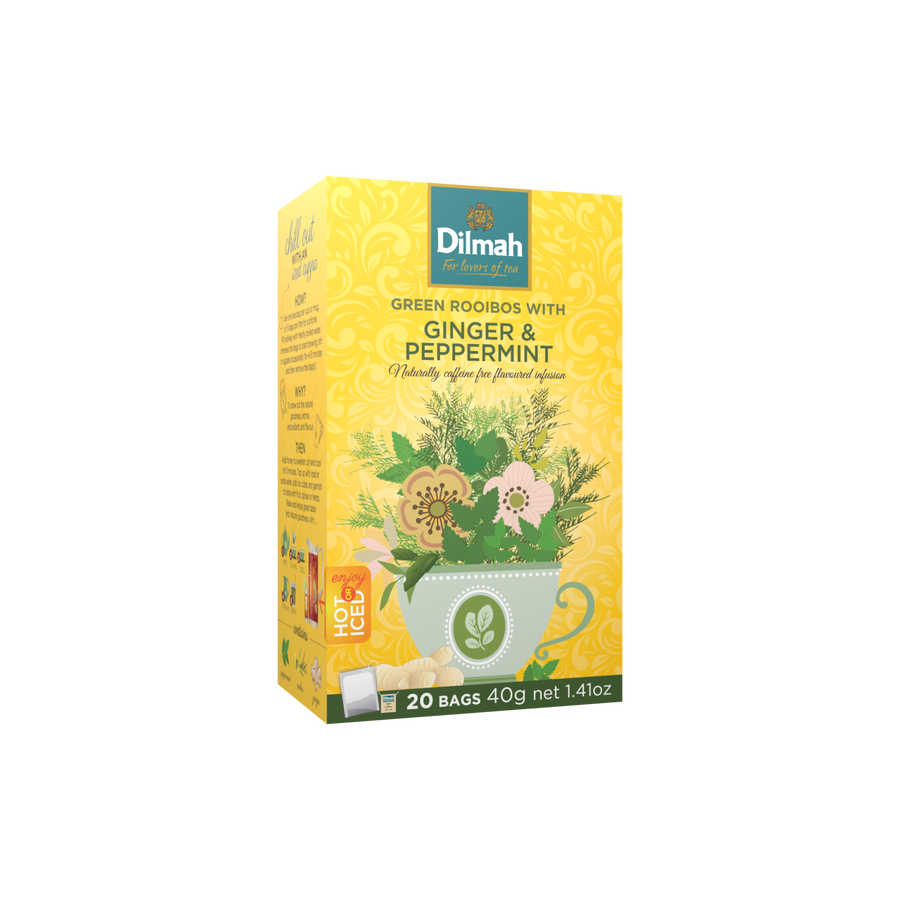 Green Rooibos Ginger & Peppermint Infusion-20 Tea Bags with Tag
