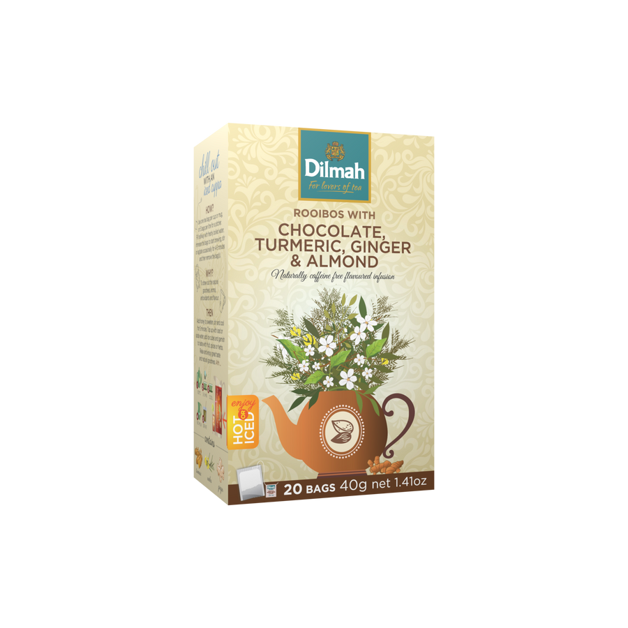 Red Rooibos Chocolate, Turmeric, Ginger & Almond Infusion-20 Tea Bags with Tag