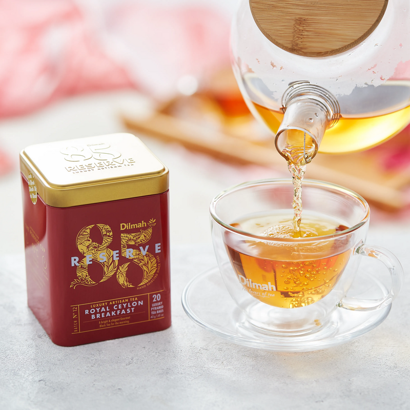 85 Reserve Royal Ceylon Breakfast Black Tea Tin Caddy-20 Luxury Leaf Tea Bags