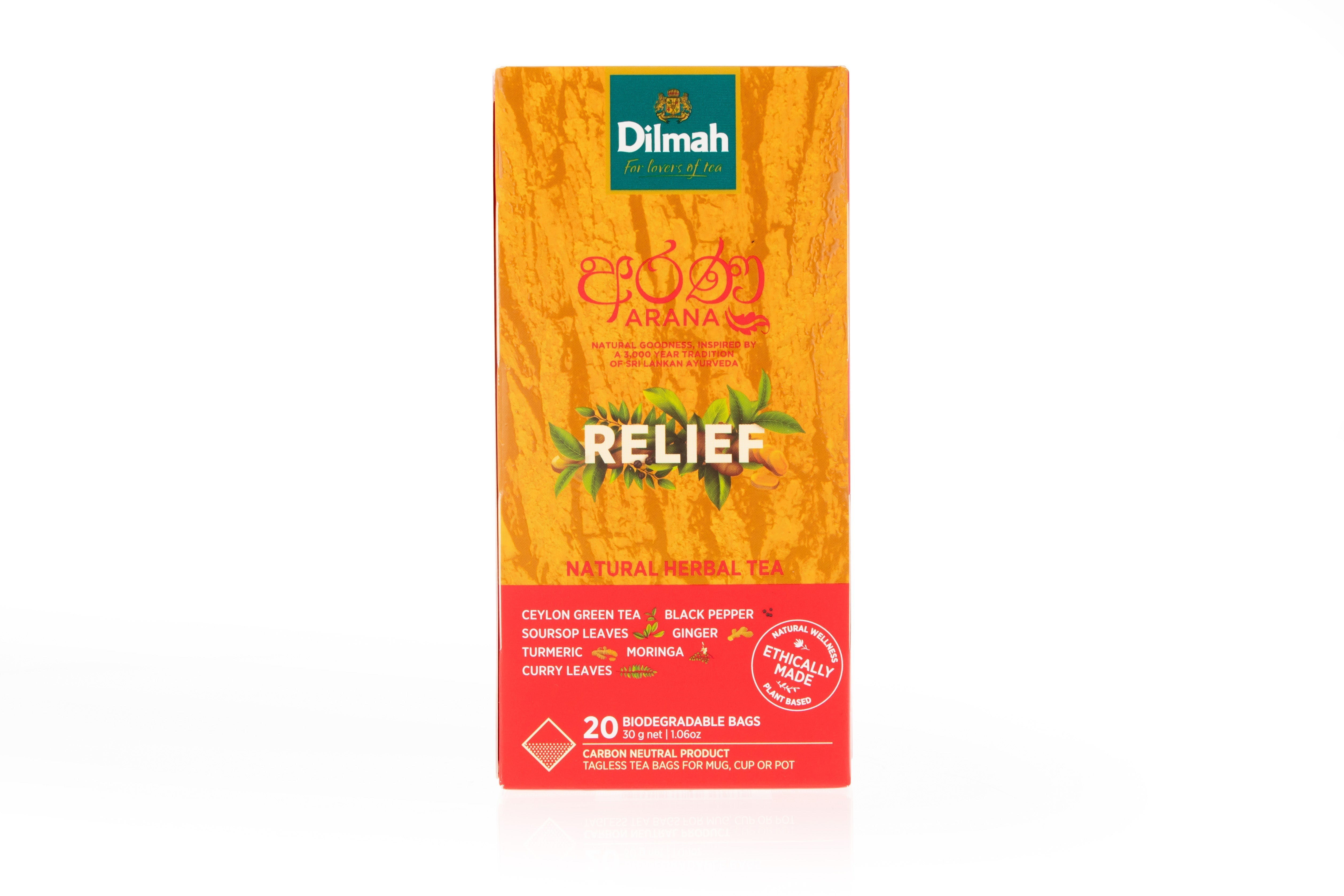 Arana Relief Natural Herbal Ceylon Green Tea-20 Tagless Tea Bags