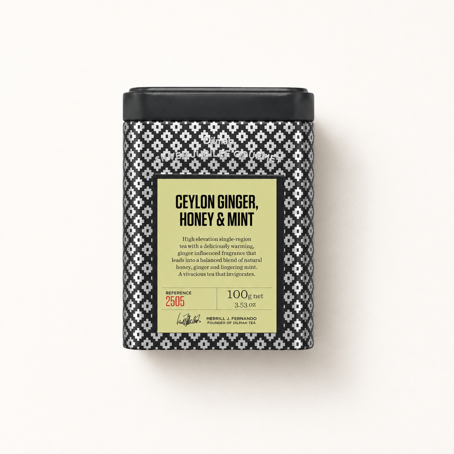 Silver Jubilee Ceylon Ginger, Honey & Mint Black Tea Tin Caddy-100g Loose Leaf