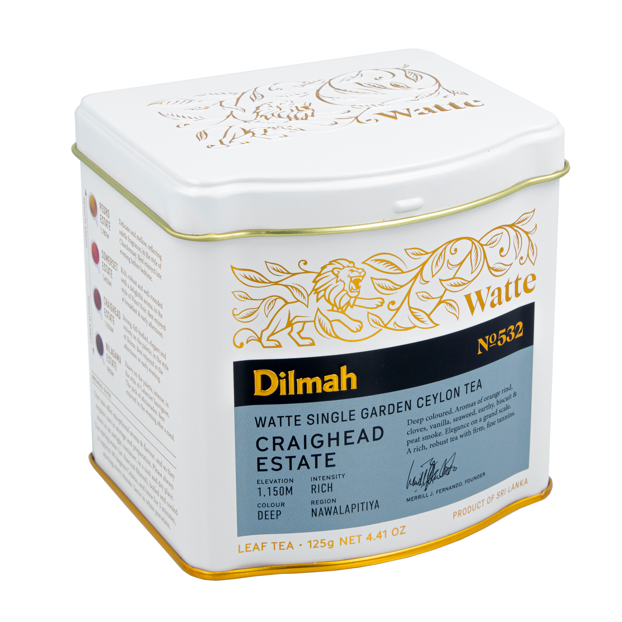 Craighead Estate Watte Ceylon Black Tea Tin Caddy – 125g Loose Leaf