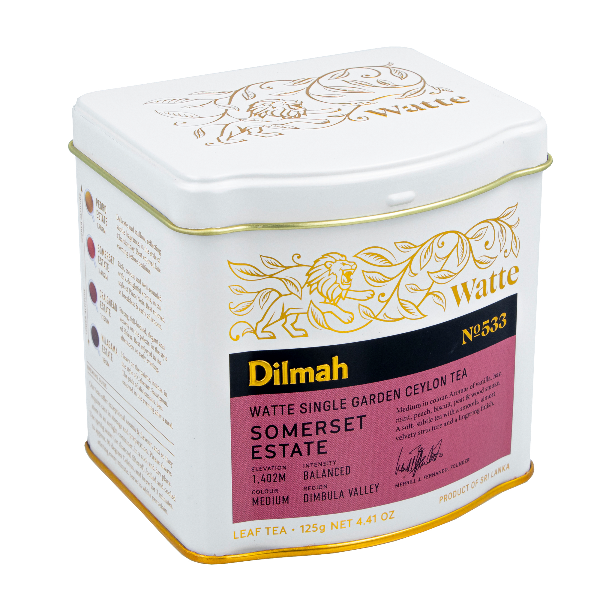 Somerset Estate Watte Ceylon Black Tea Tin Caddy – 125g Loose Leaf