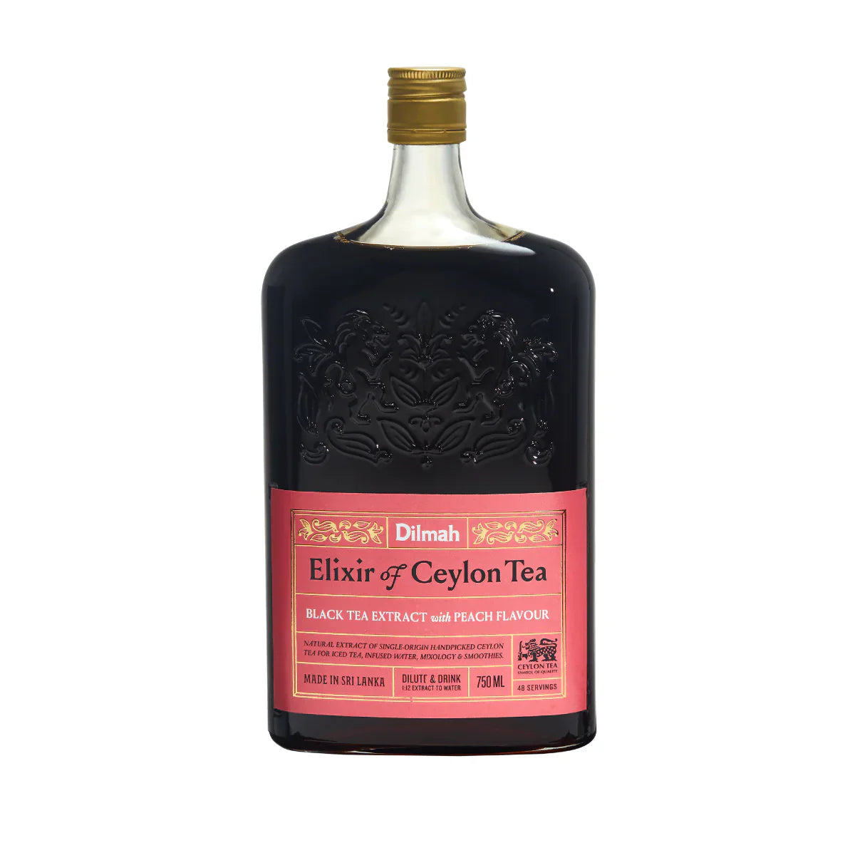 Elixir of ceylon black tea with peach 750ml glass bottle