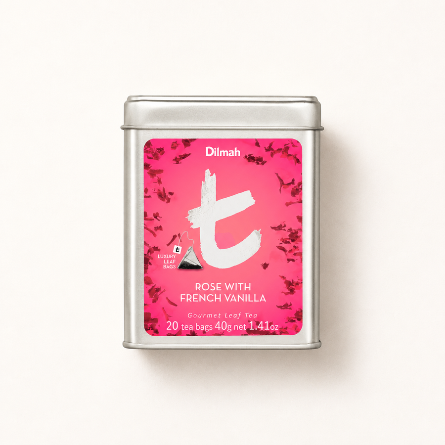 t-Series Rose with French Vanilla Ceylon Black Tea Tin Caddy-20 Luxury Tea Bags