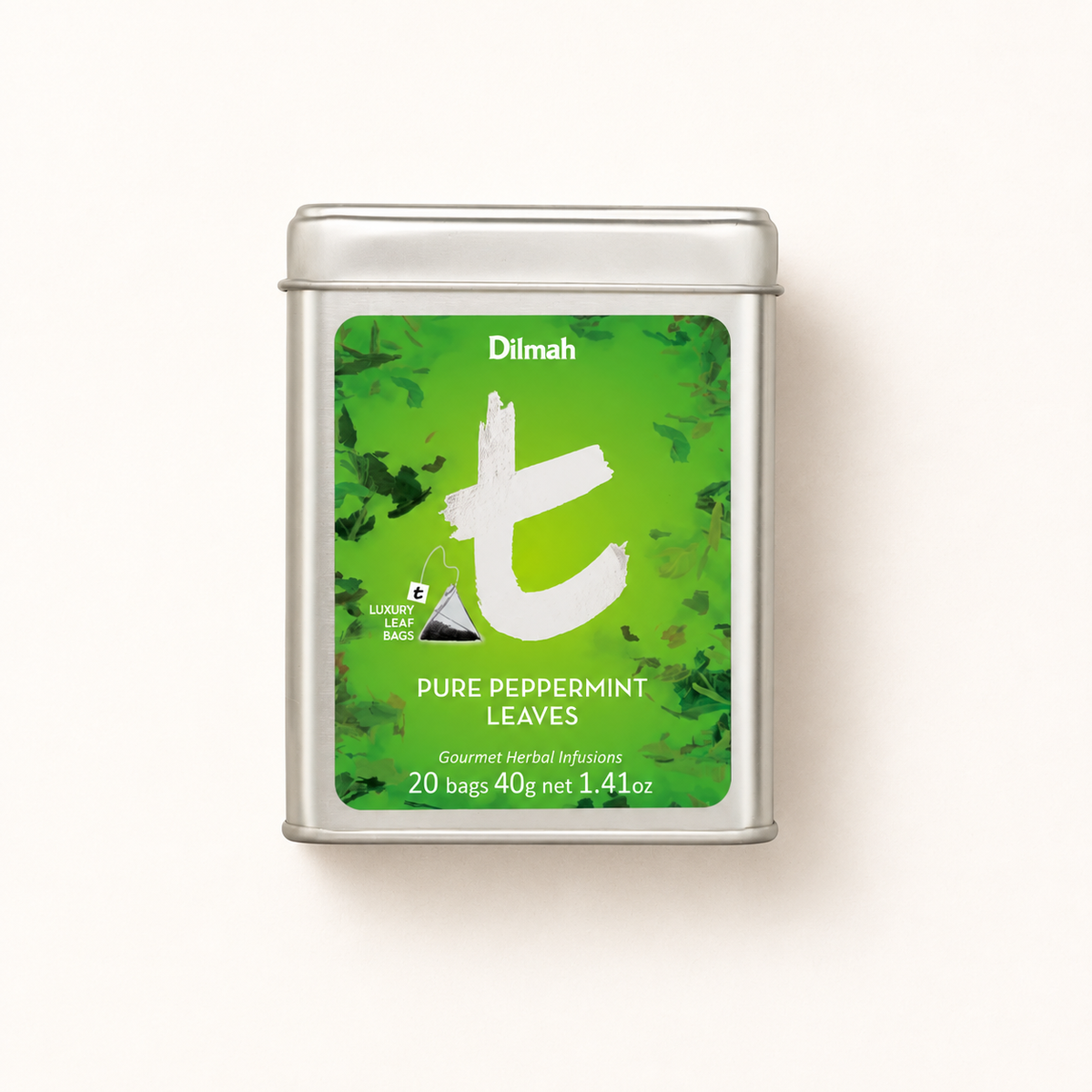 t-Series Pure Peppermint Leaves Infusion Tin Caddy-20 Luxury Leaf Tea Bags