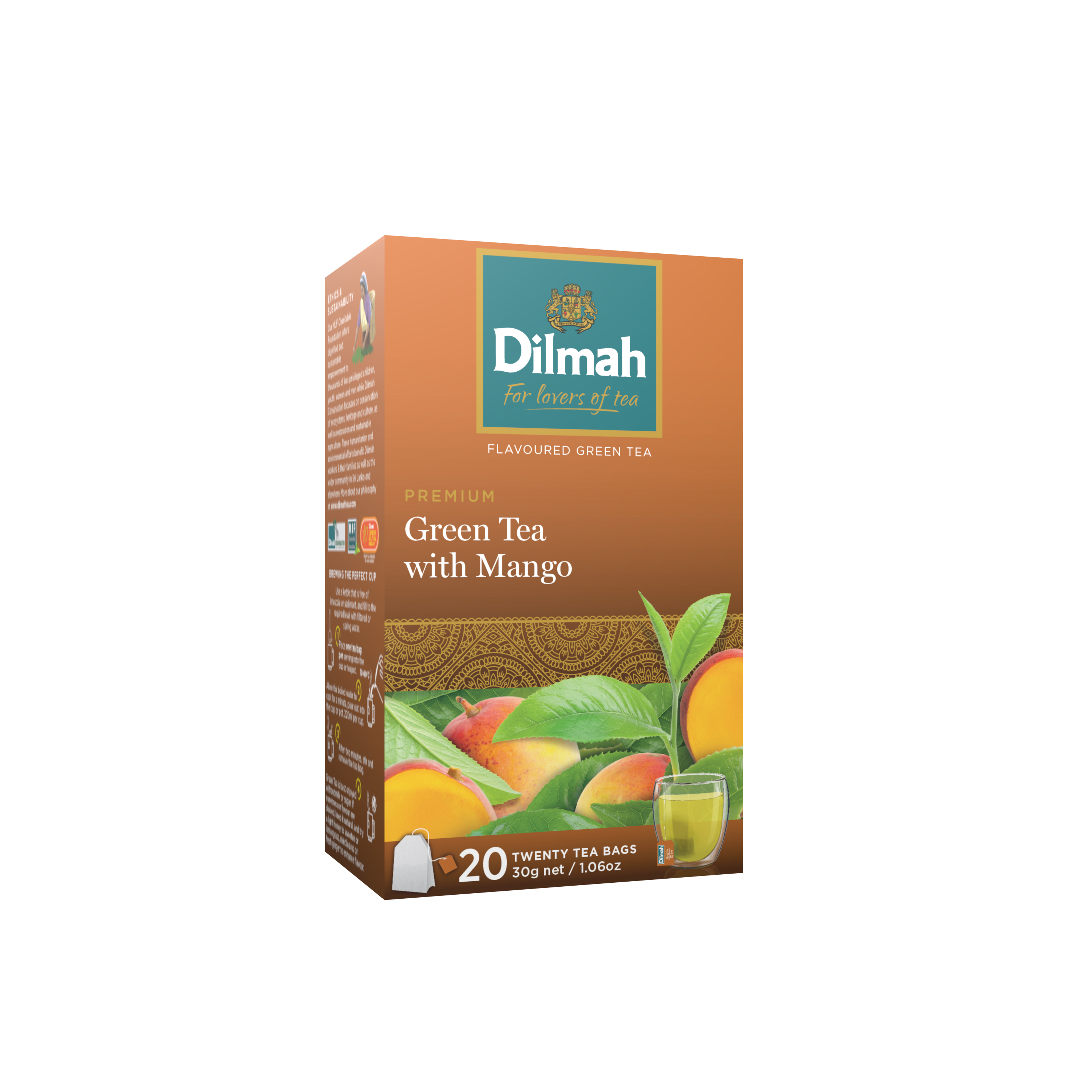 Premium Green Tea with Mango-20 Tea Bags with Tag