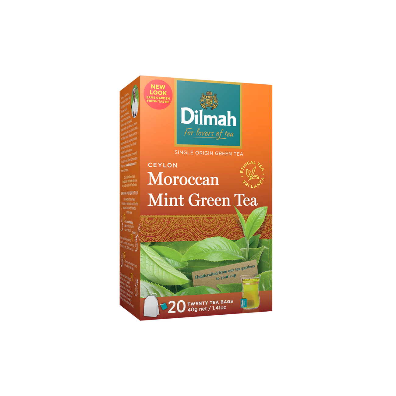 Ceylon Green Tea with Moroccan Mint-20 Tea Bags with Tag