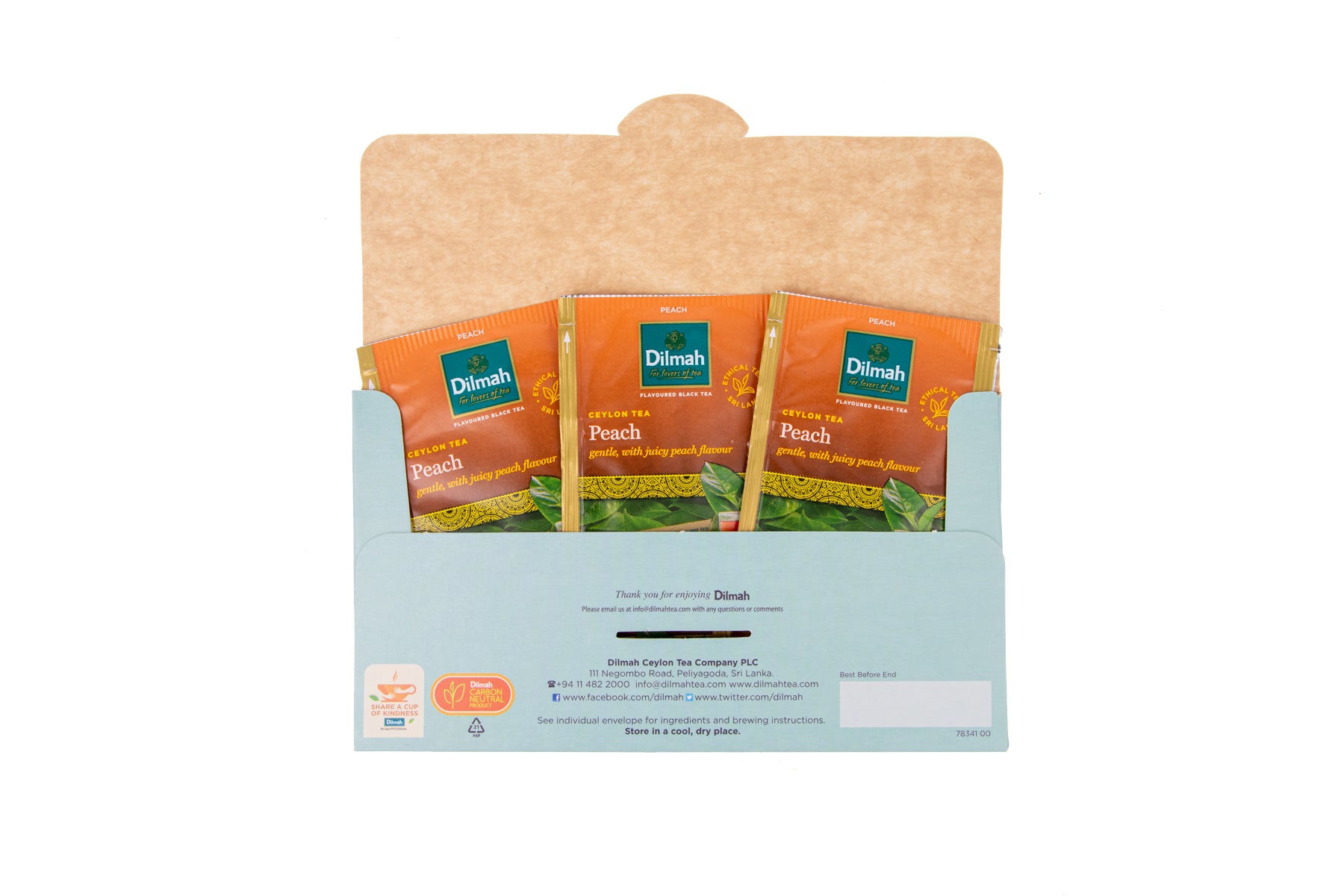 Tea For Love Envelope with Peach Flavoured Black Tea-6 Individually Wrapped Tea Bags