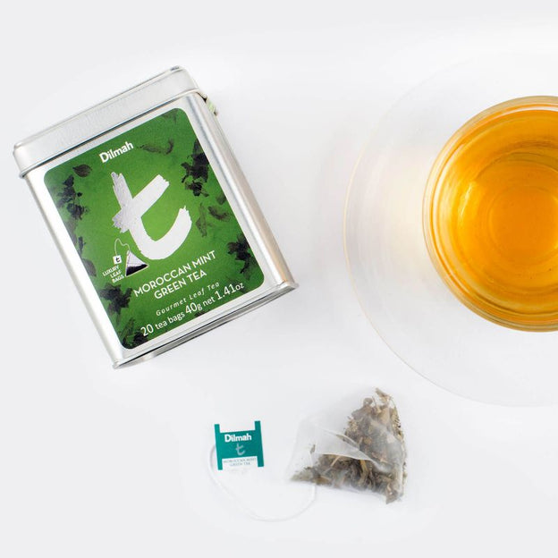 t-Series Moroccan Mint Green Tea Tin Caddy-20 Luxury leaf Tea Bags