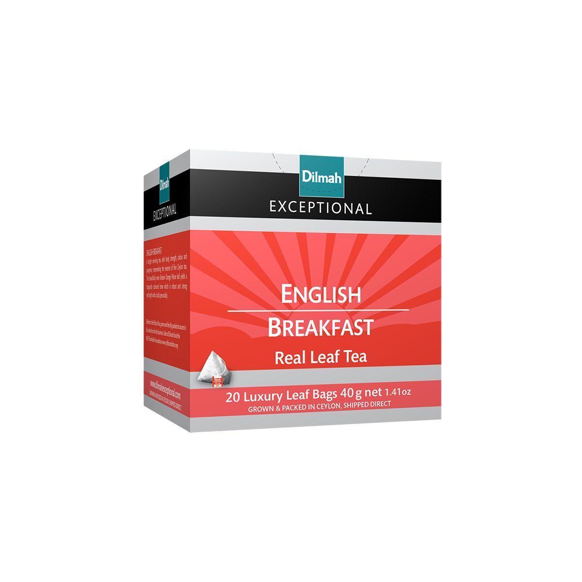 Exceptional English Breakfast Ceylon Black Tea-20 Luxury Leaf Tea Bags