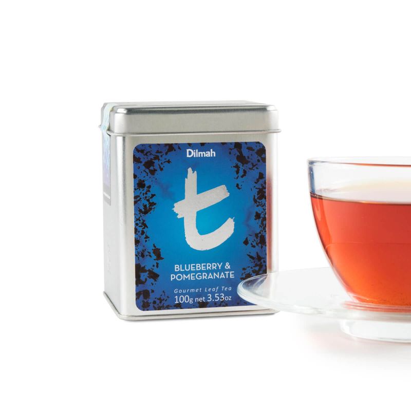 t-Series Blueberry & Pomegranate Flavoured Ceylon Black Tea Tin Caddy-100g Loose Leaf