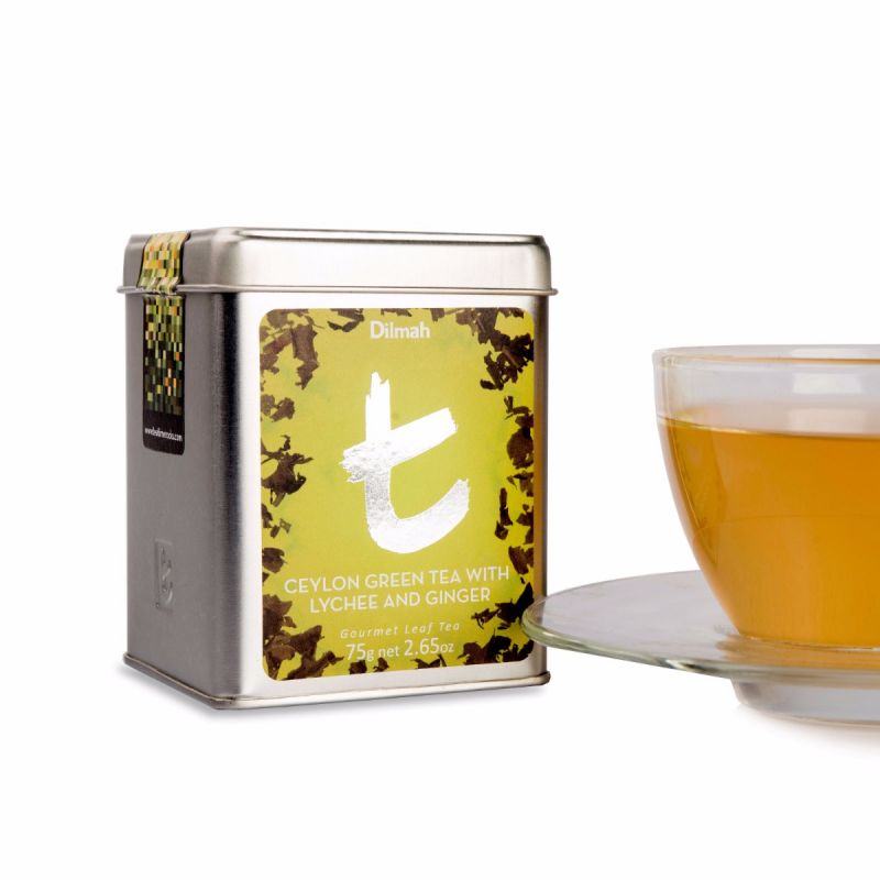 t-Series Ceylon Green Tea with Lychee and Ginger Tin Caddy-75g Loose Leaf