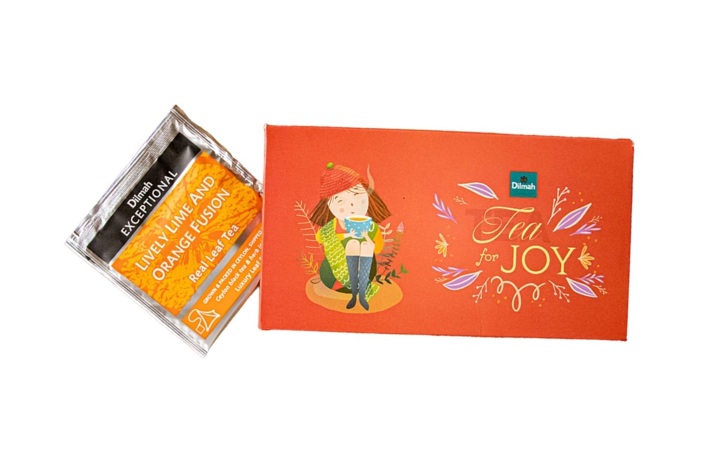 Tea for Joy Envelope with Lively Lime and Orange Fusion Flavoured Black Tea-4 Individually Wrapped Tea Bags