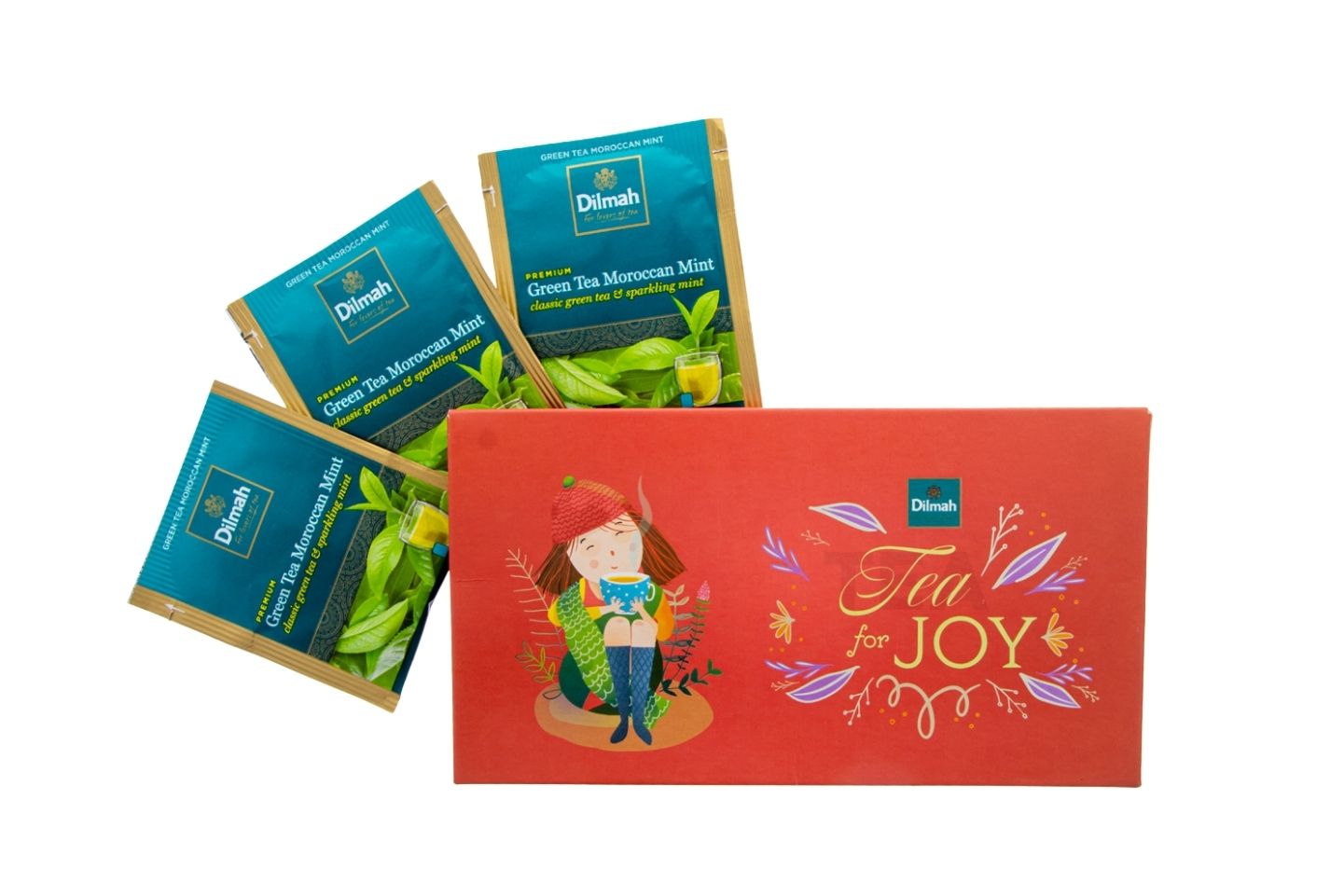 Tea for Joy Envelope with Moroccan Mint Green Tea-4 Individually Wrapped Tea Bags