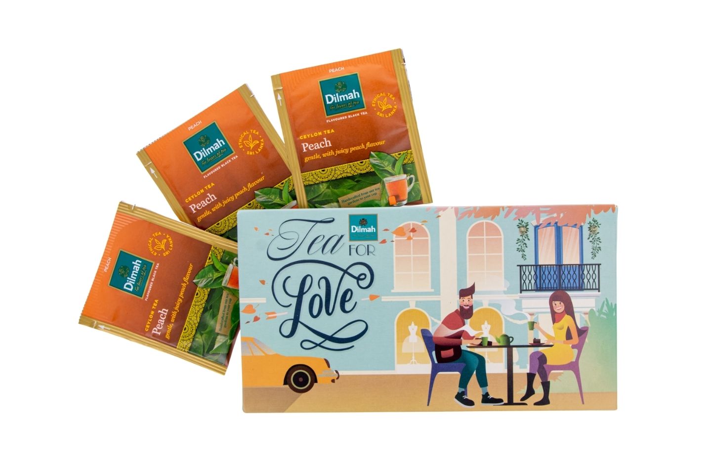 Tea For Love Envelope with Peach Flavoured Black Tea-6 Individually Wrapped Tea Bags